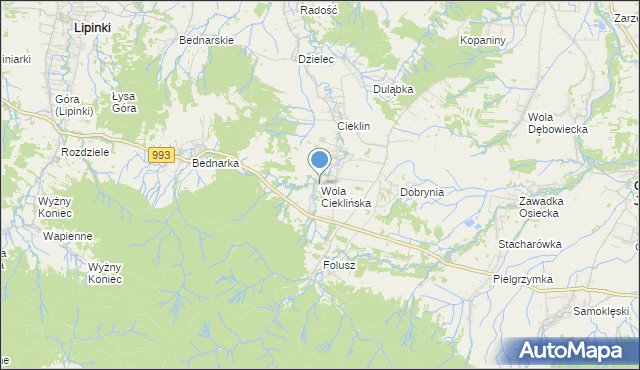 mapa Wola Cieklińska, Wola Cieklińska na mapie Targeo